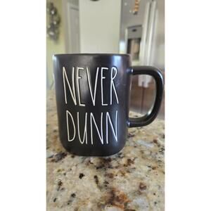 Rae Dunn NEVER DUNN H Mug Matte Black 16oz  Coffee/tea/soup